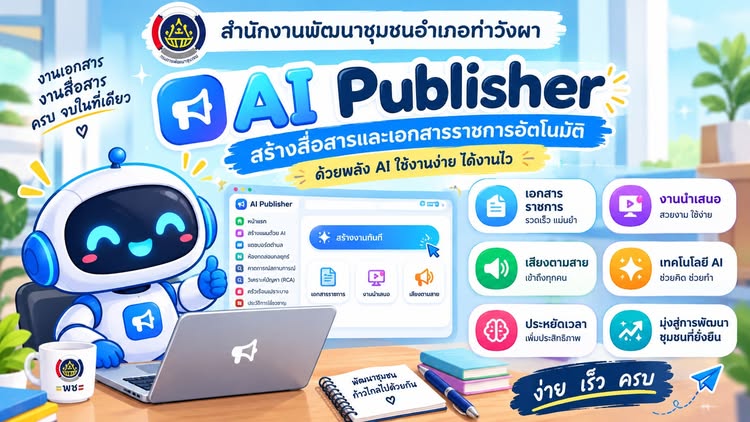“AI Publisher” ผู้ช่วยงานราชการยุคใหม่ สร้างสื่อและเอกสารได้ง่าย รวดเร็ว ครบจบในที่เดียว